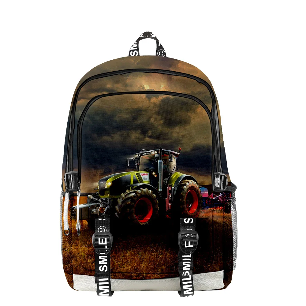 

Harajuku Novelty Cool School Bags Unisex Anime Tractor Pattern Travel Bag 3D Print Oxford Waterproof Notebook Shoulder Backpacks