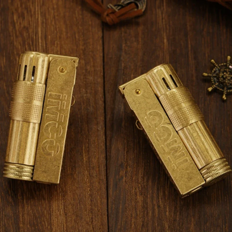 IMCO Original Stainless Steel Kerosene Lighter Original Copper Knurling Craft Gift Personalized Lighter with Gift Box images - 6