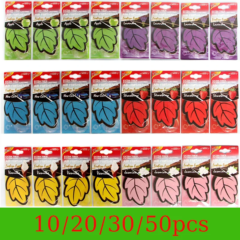 10/50PCS Car Air Freshener Natural scented tea paper Auto Hanging Vanilla perfume fragrance Leaf Shape car accessories interior