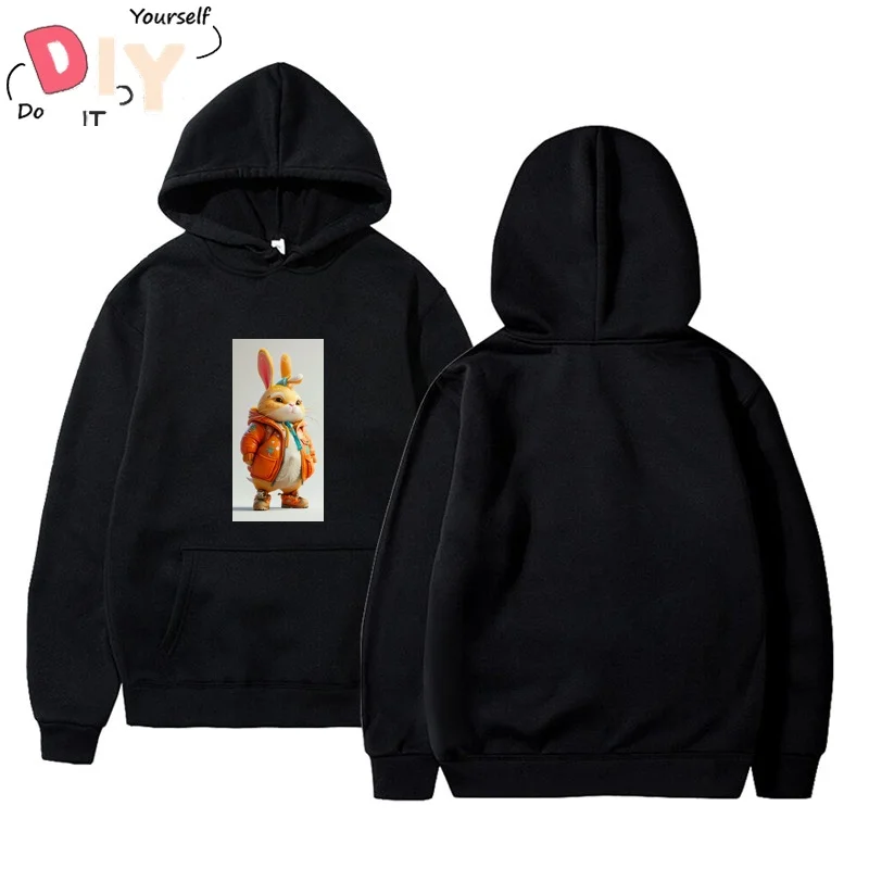 

Cute Fat Rabbit Character Short Sleeve Summer Hoodie Men Sexy Soft Viral Cotton Fashion Gildan Printed Blouse Korean