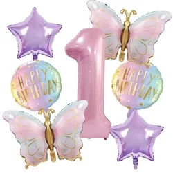Pink Butterfly & Number Balloon Set - Ideal for Celebrations and Parties (1)