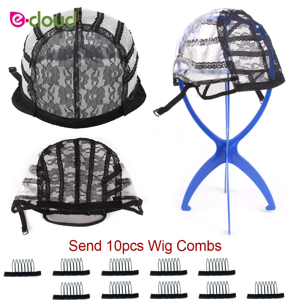 10pcs/bag Double Lace Adjustable Wig Caps Weave Breathable Durable Hot Black Coffee Beige Dome Cap For Wig Hair Net Easy To Use neitsi hot selling lace wig caps for making wigs with adjustable strap bonnet lace perruque new nylon hairnet black 10pcs pack