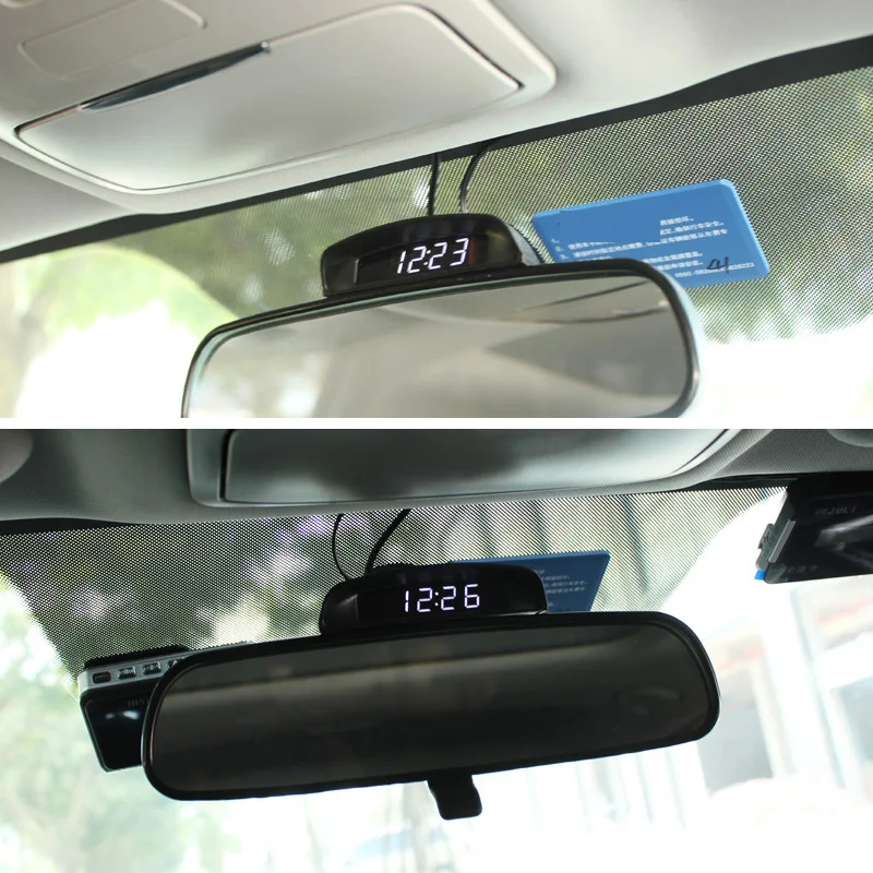 FlipDisplayLEDCarDigitalClockLuminousCarElectronicClockTime