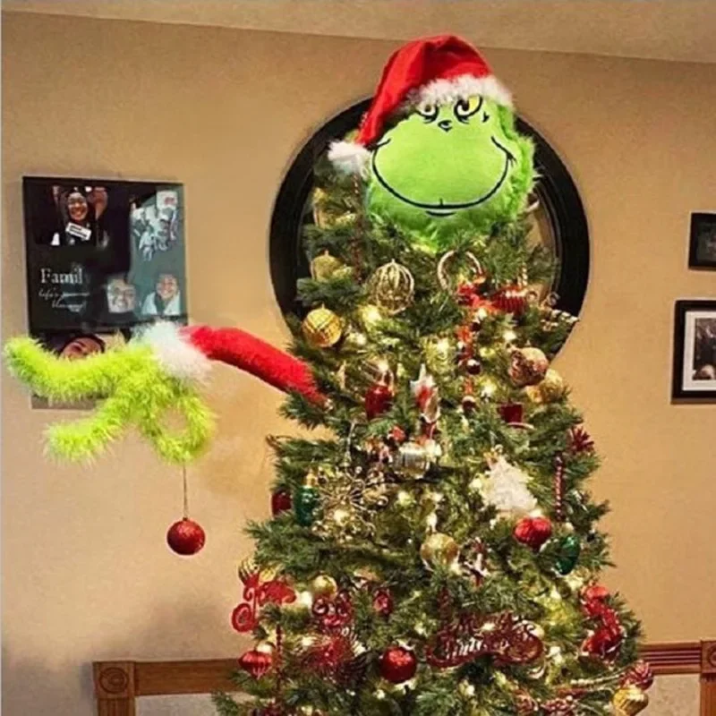 Grinch Plush Toy Green Haired Monster Head Hand Leg Doll Christmas Decorative Prop