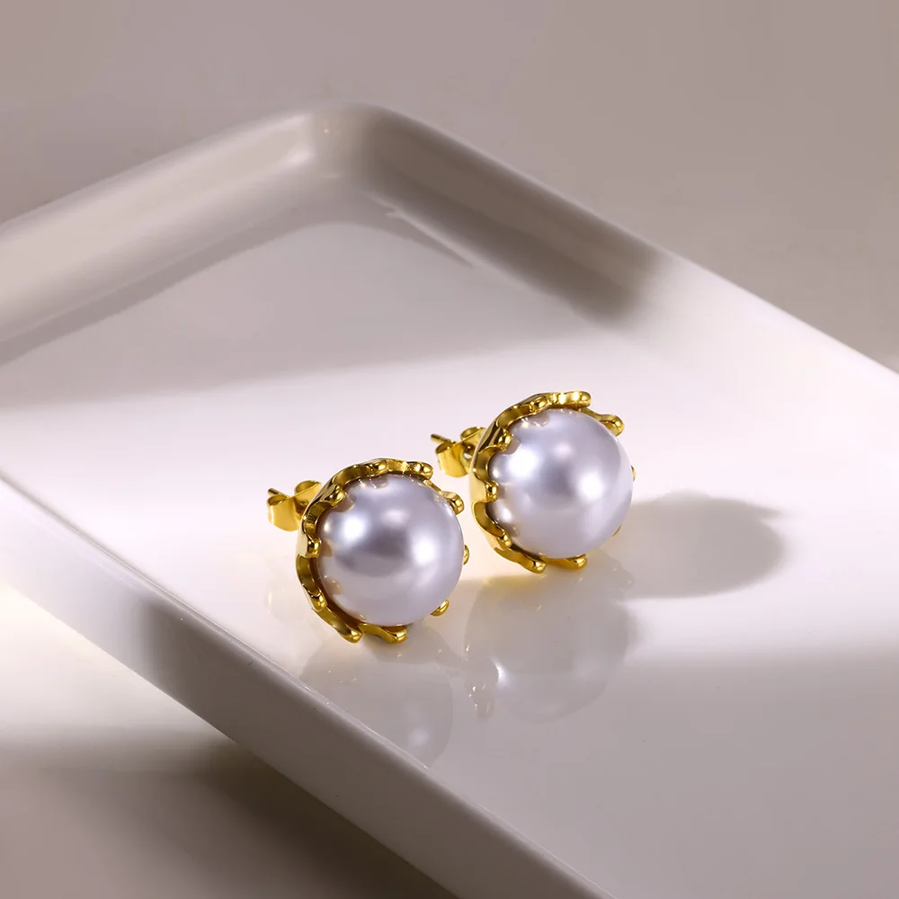 Pearl Earrings Stainless Steel for Women