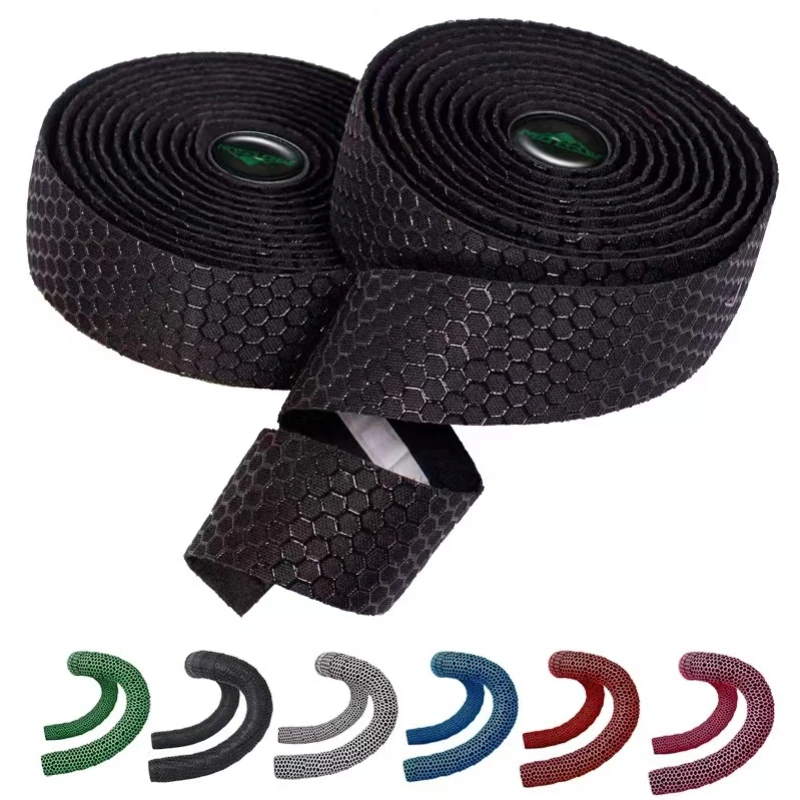 Bike Handlebar Tape Soft Road Bike Bicycle Handlebar Cork EVA PU Bar Tape Professional Cycling Damping Anti-Vibration Wrap With 2 Bar Plug