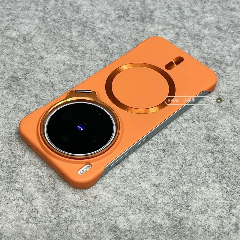 Luxury Magnetic Lens Holder Shockproof Case with Frosted Finish, Compatible with Magsafe Charging