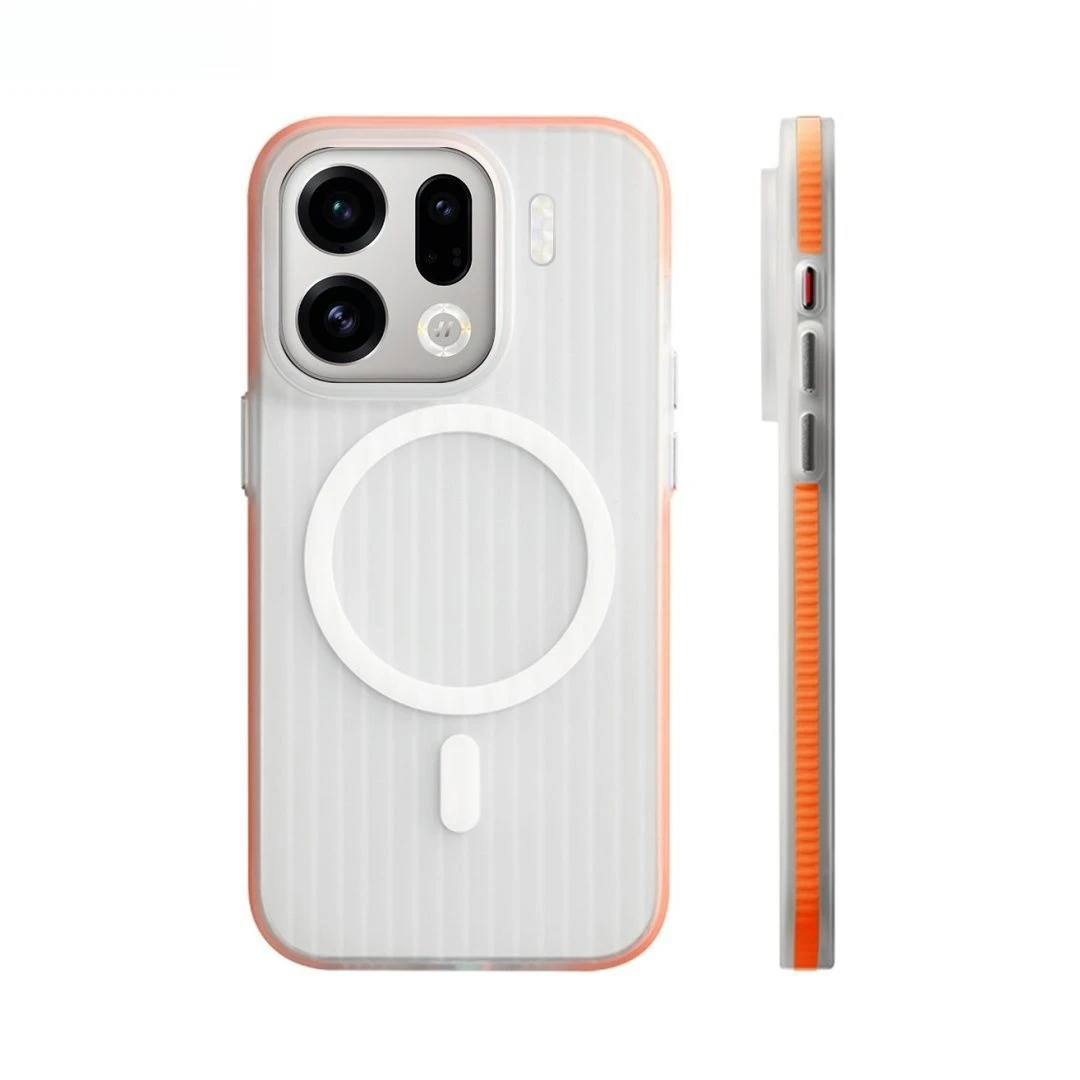 Magnetische Hülle für Oppo Find X9 Pro, matte transparente Hülle mit Gepäckstreifen-Design, Handyhülle für Oppo Find X9 Pro, Hartschalenhülle