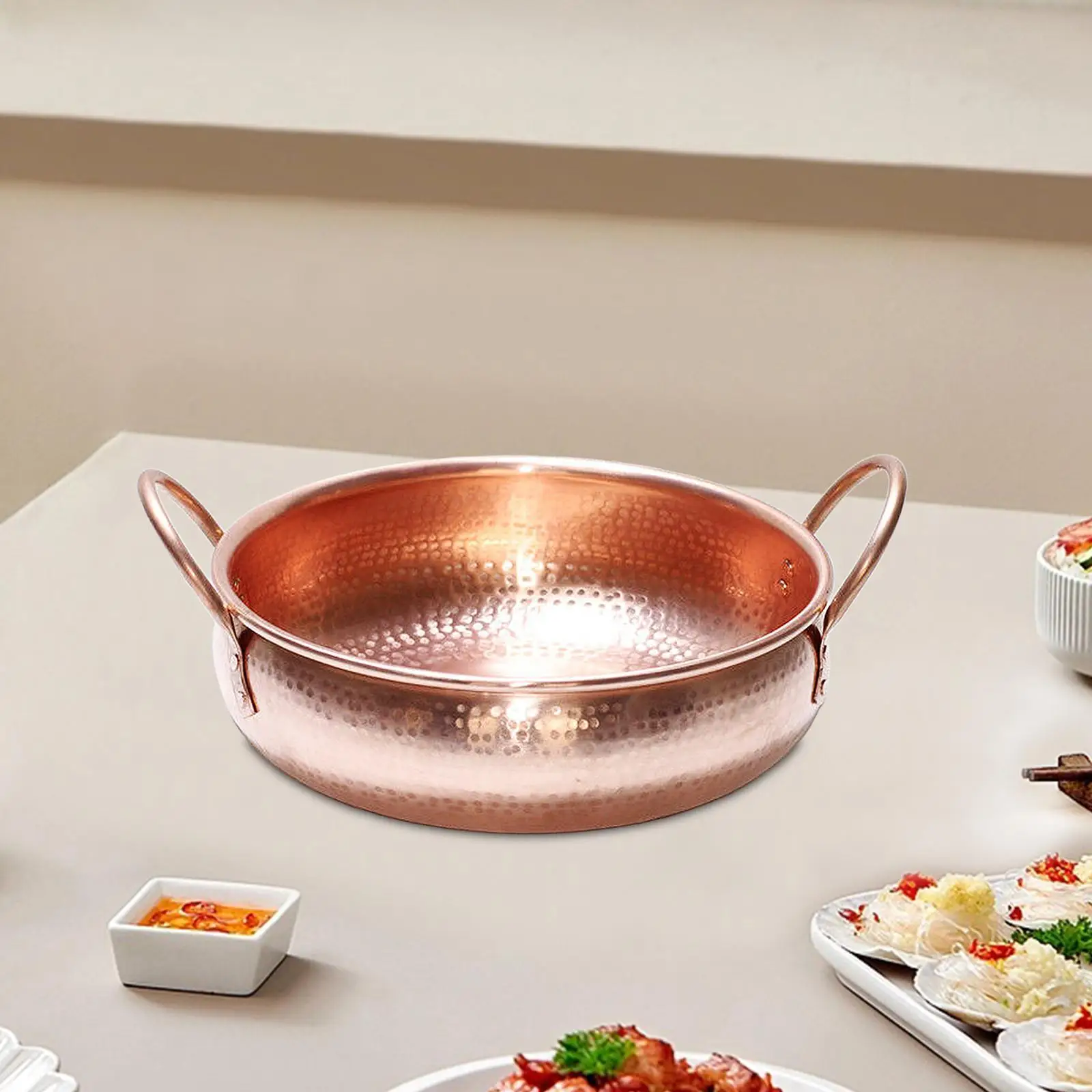 Copper Serving Bowl Hot Pot Pan No Lid Hammered Decorative Copper Cooking Pot Copper Serving Bowl Hot Pot Pan No Lid Hammered Decorative Copper Cooking Pot