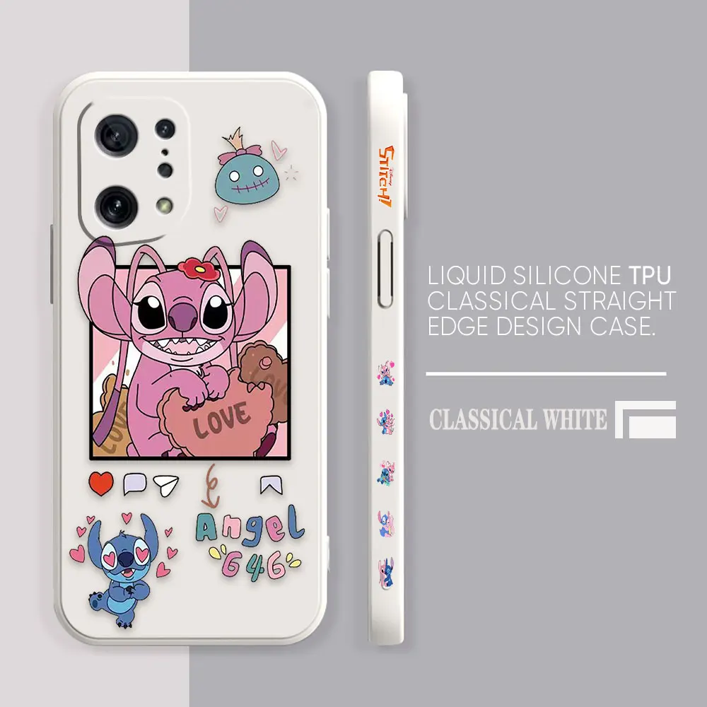 thumbnail image 1 of Case For OPPO FIND X6 X3 REALME X7 X50 RENO 2 4Z 4 6 Lite 5Z 5F 4G 5G PRO Liquid Silicone Case Cartoon Lilo & Stitch Angel, 1 of 5