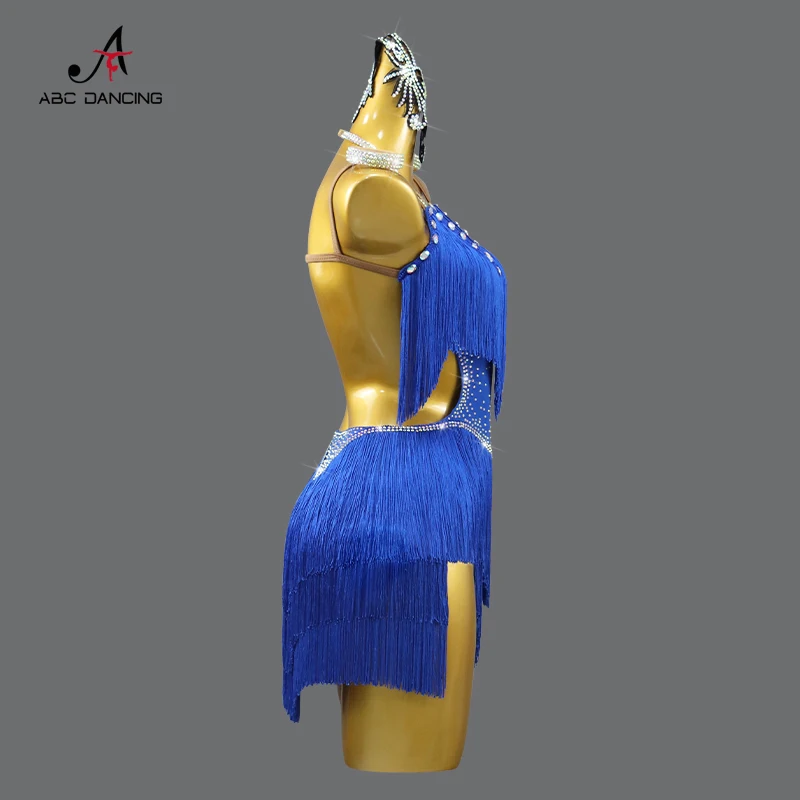 Latin Performance Dance Dress Women Sexy Outdoor Ballroom Party Fringe Skirt...