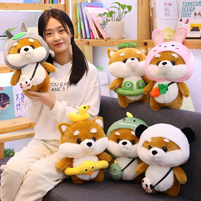25-35cm Cute Shiba Inu Dog Husky Cosplay Totoro Panda Duck Frog Dinosaur Rabbit Plush Toy Stuffed Animal Doll Soft Pillow Gift |