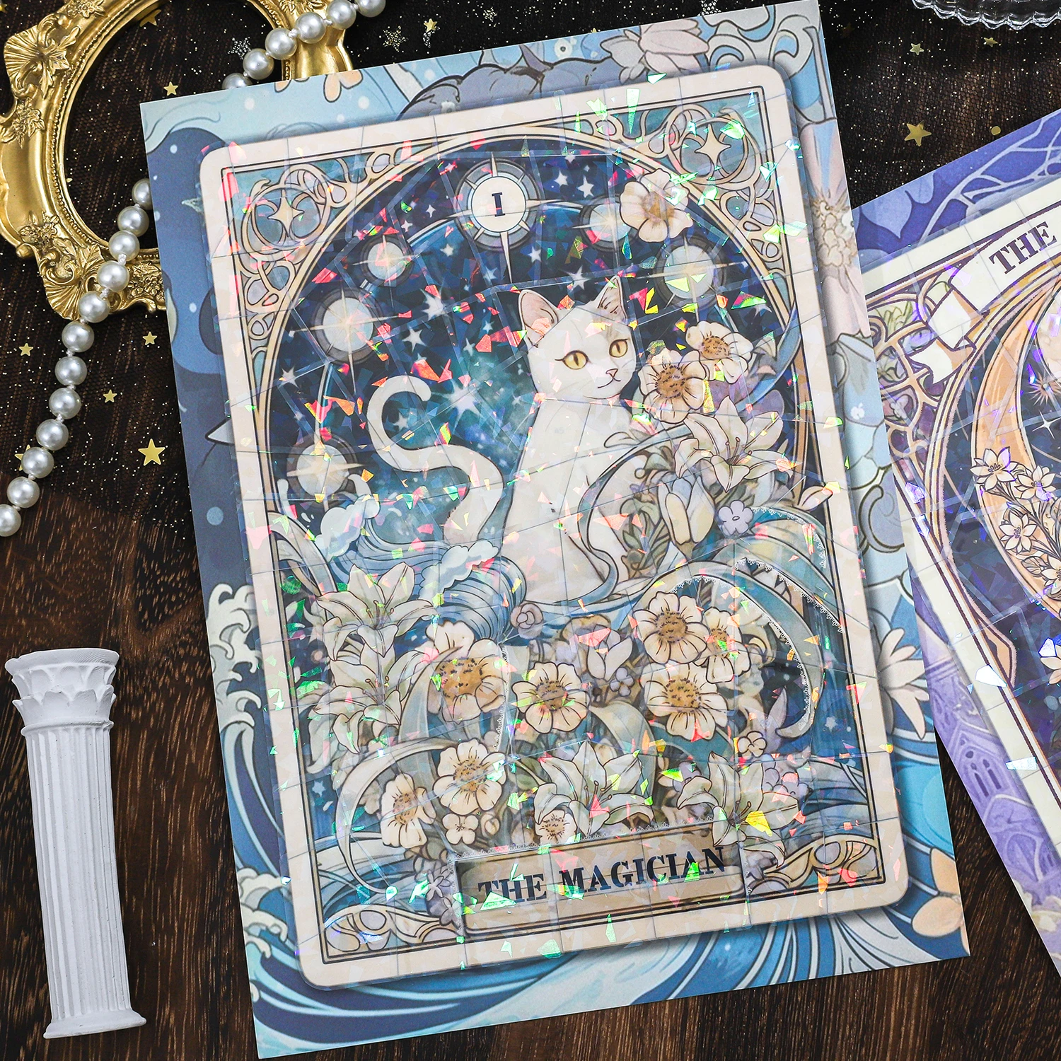 Kawaii Source of Lingquan 3D 별의 속삭임 풍경 스티커 DIY 포켓 캐빈 장면 축제 선물 ?