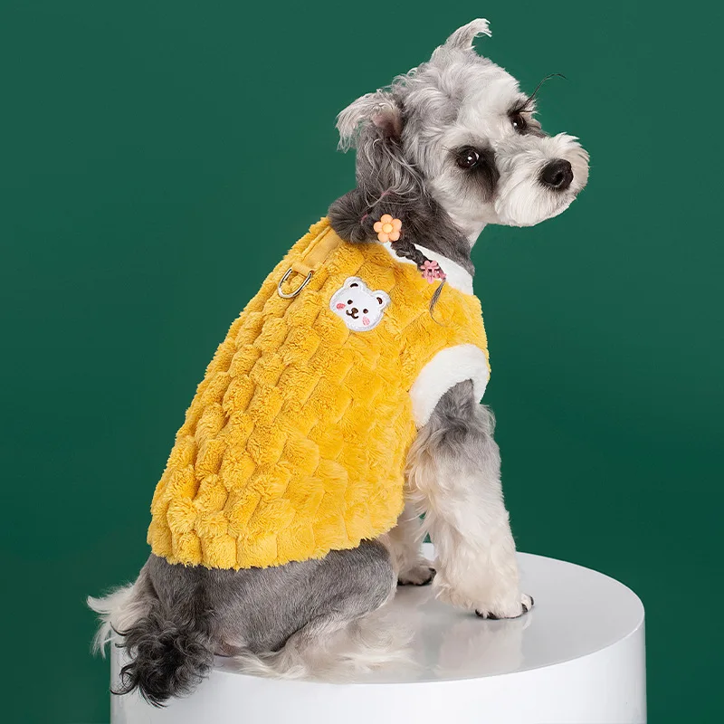 Pet Clothes Winter Medium Small Dog Plush Vest Cute Sweater Warm Velvet Kitten Puppy Sweet Cardigan Chihuahua Yorkshire Coat