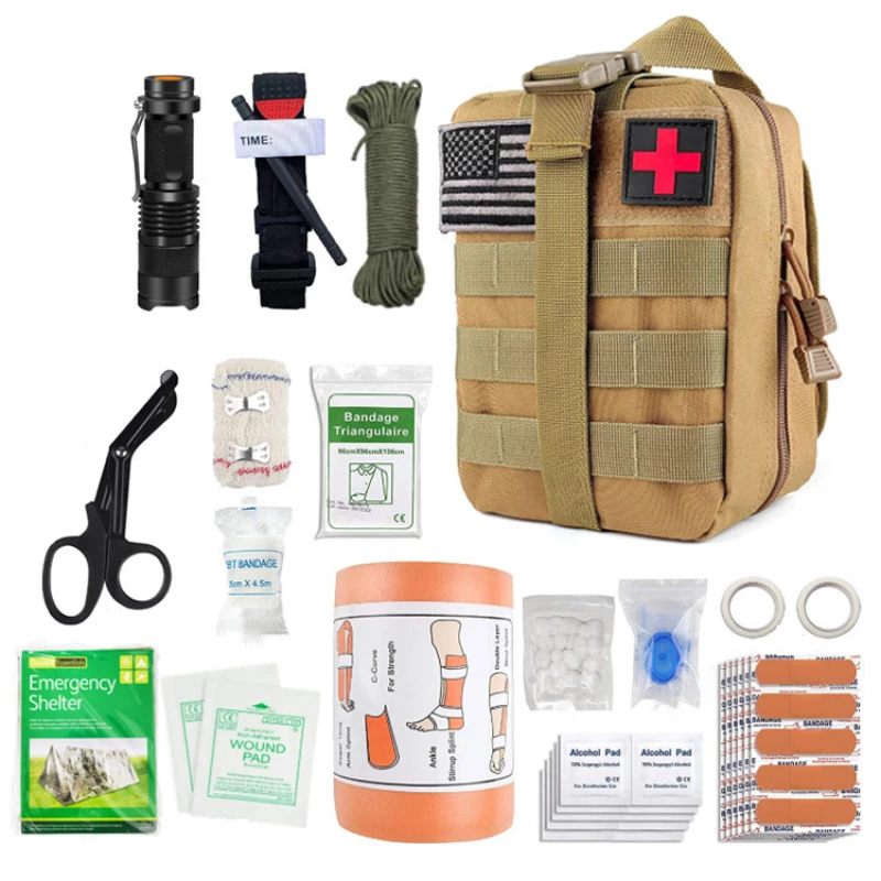 

46 Pieces Survival First Aid Kit Molle Outdoor Gear Emergency Kits Trauma Bag for Camping Hunting Hiking Home Car and Adventures