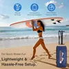 Inflatable Stand Up Paddle Board for outdoor water sports, PVC + drop-stitch material, blue-gray color, wide stable design with