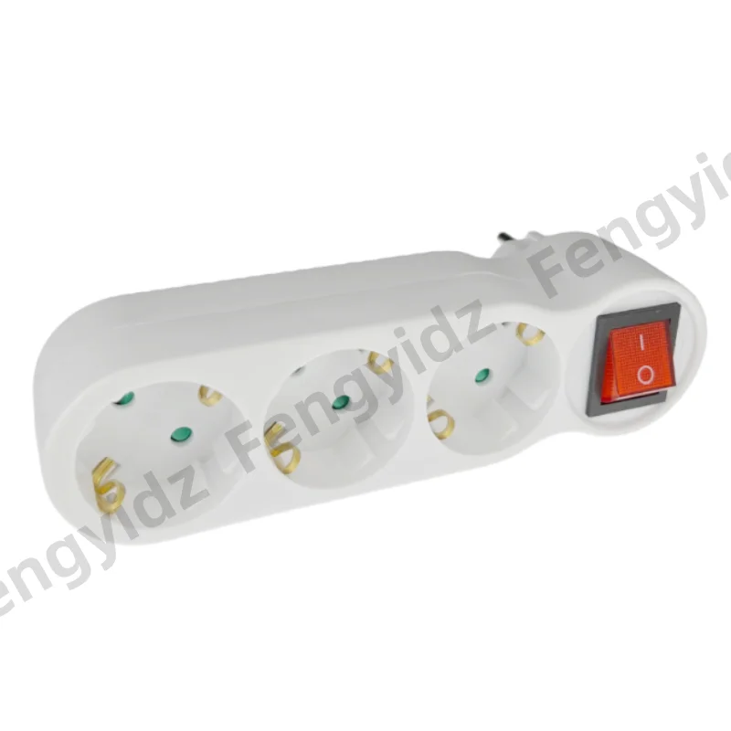 16A European Type Conversion Plug 1 TO 3 Way EU Standard Power Adapter Socket Mar28