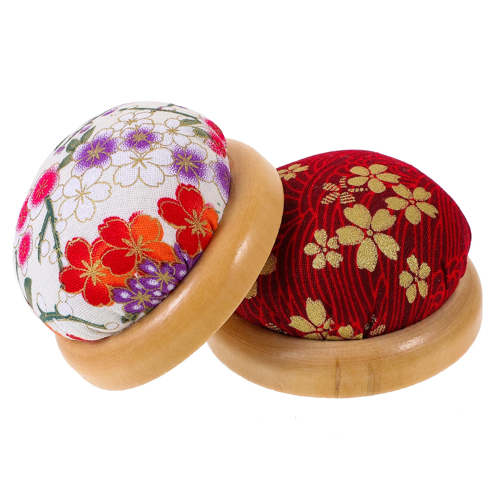2 Pcs 핀 쿠션 벚꽃 프린트 바늘 홀더 바느질 바늘 쿠션 공예 가니저 보관함 일본식