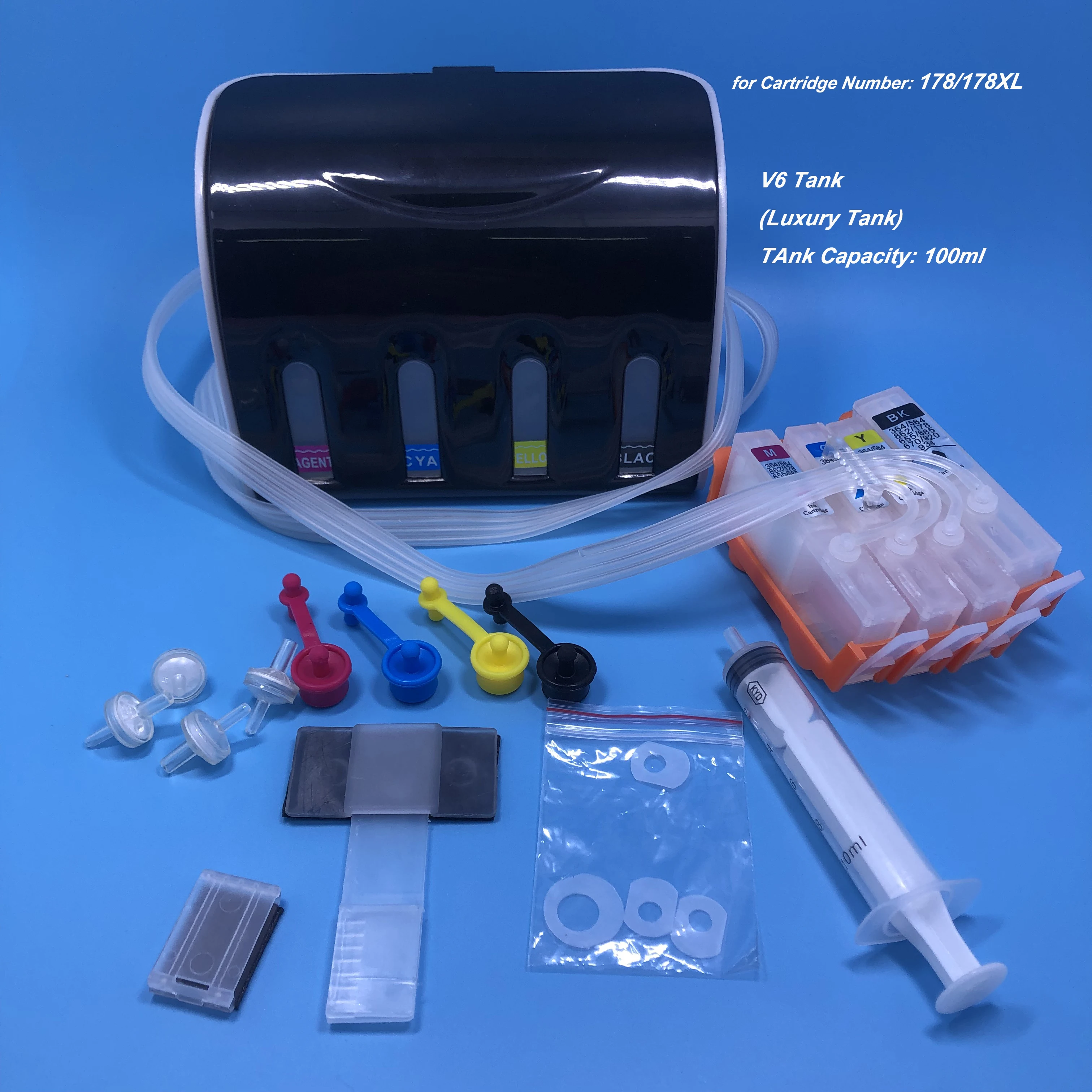 

4 Color CISS Ink System with Permanent Chip for HP 178 178XL for HP Photosmart 5510 5515 6510 7510 B109a B109n