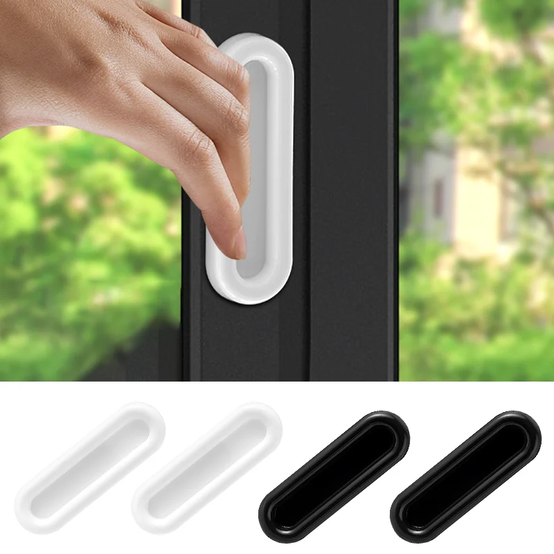 Window Cabinet Drawer Handles Plastic Self-adhesive Door Knobs Durable Window Non-slip Grip Handles Portable Oval Door