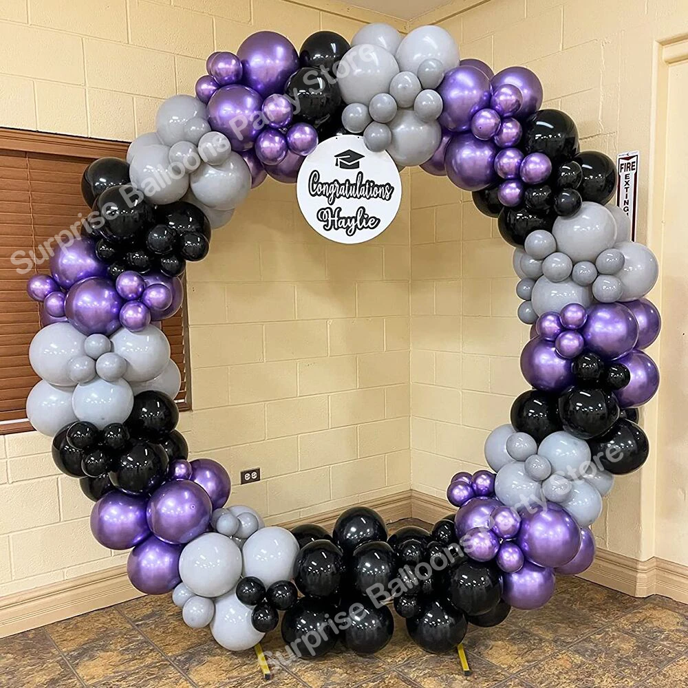 Metallic Purple Balloons Garland Arch Kit Graduation Party Decorations