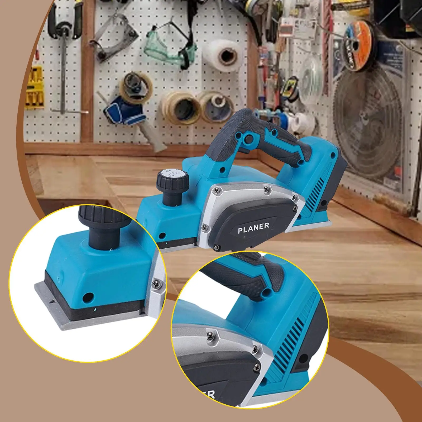 Cordless Bench Planer Portable Adjustable Depth Wood Planing Machine for Home DIY Carpentry Woodworking Tabletop Projects