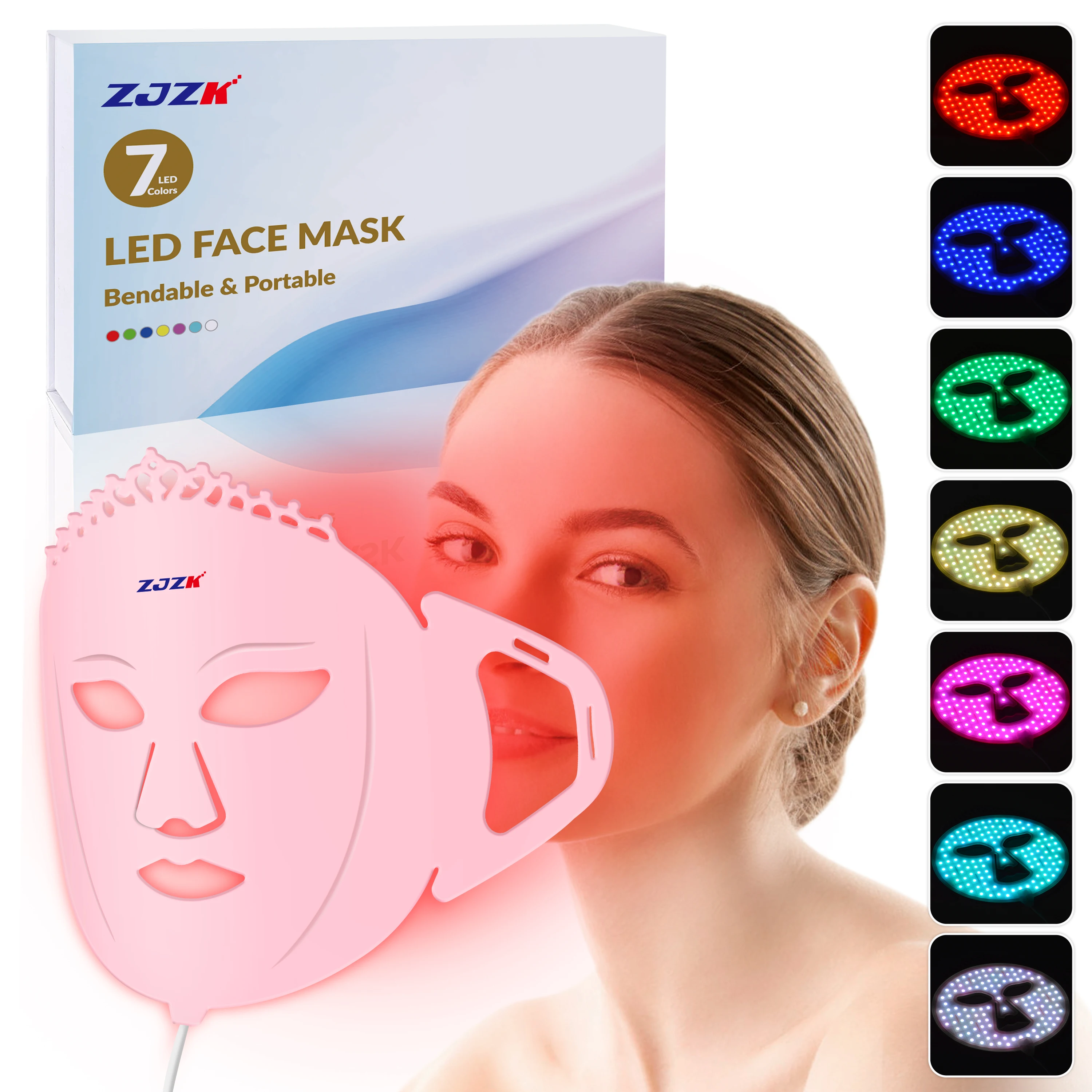 

ZJZK LED Light Therapy Device 660nmx120chips Near Silicone Mask 850nmx120chips+940nmx120chips With Remote For Mask Blemishes
