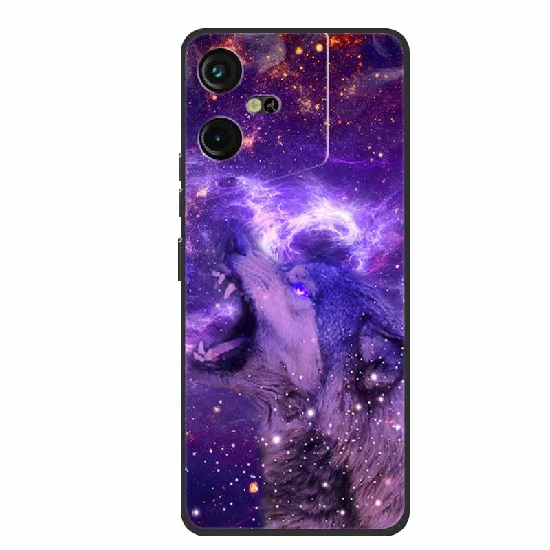 Luxury Soft Silicone TPU Phone Back Cover with Animal Wolf Design