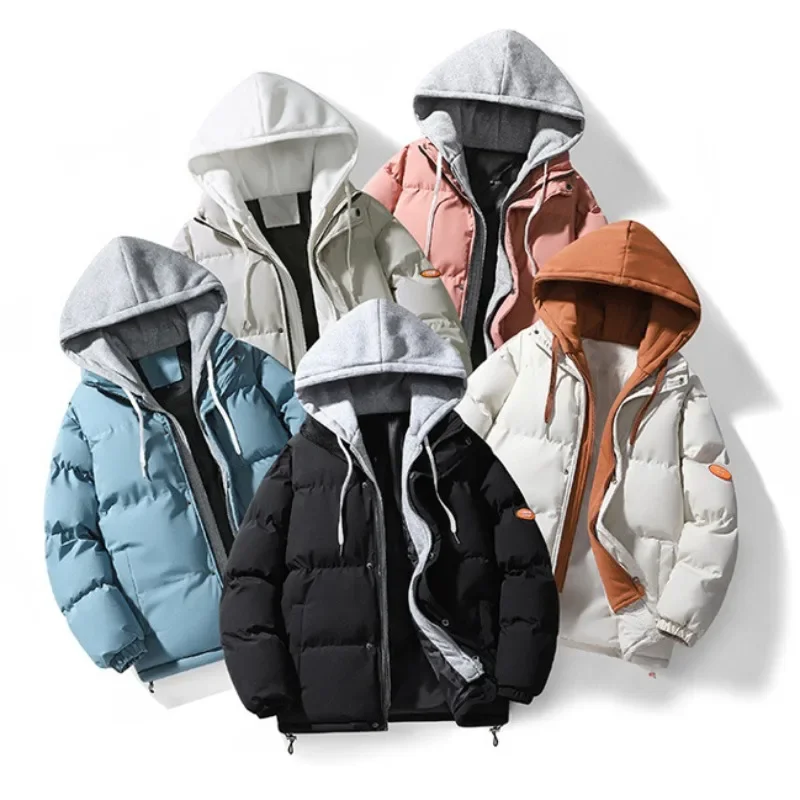 

Men Hooded Thick Warm Colorful Bubble Coat Winter Jacket 2023 Mens Streetwear Hip Hop Parka Korean Black Clothes Puffer Jackets