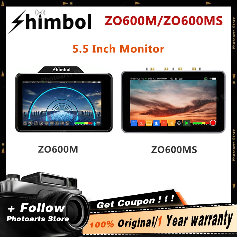 Shimbol ZO600M ZO600MS 5.5" 5G Wifi Wireless Video Monitor with Free Switch Transmitter Receiver 1000nit HDR Recording Playback
