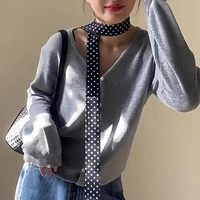 Colliers longs à pois noirs et blancs pour femmes et filles, ruban fin et doux, chaîne de cou, accessoires pour robe de soirée formelle 5