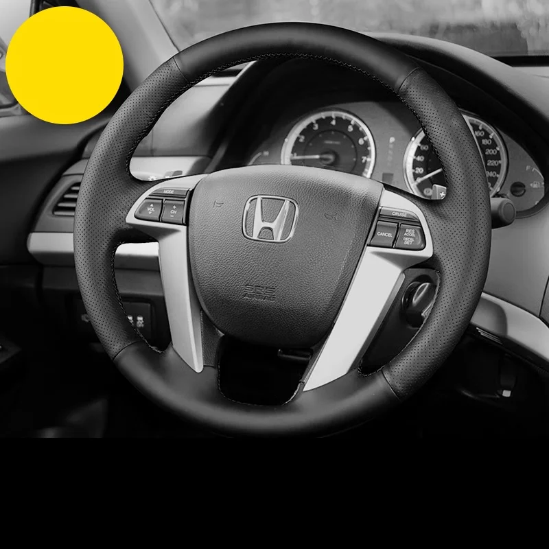 

For Honda Accord 2008-2012 Diy Hand Sewn Needle Thread Car Steering Wheel Cover Interior Car Accessories Leather Protection