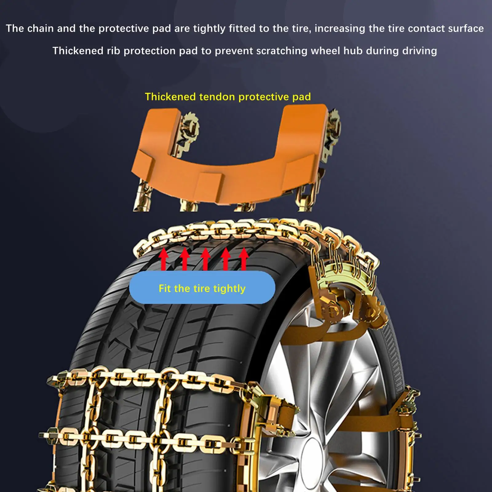 Snow Chain Reusable Quick Fit Car Wheel Chain for Cars Trucks Pickups