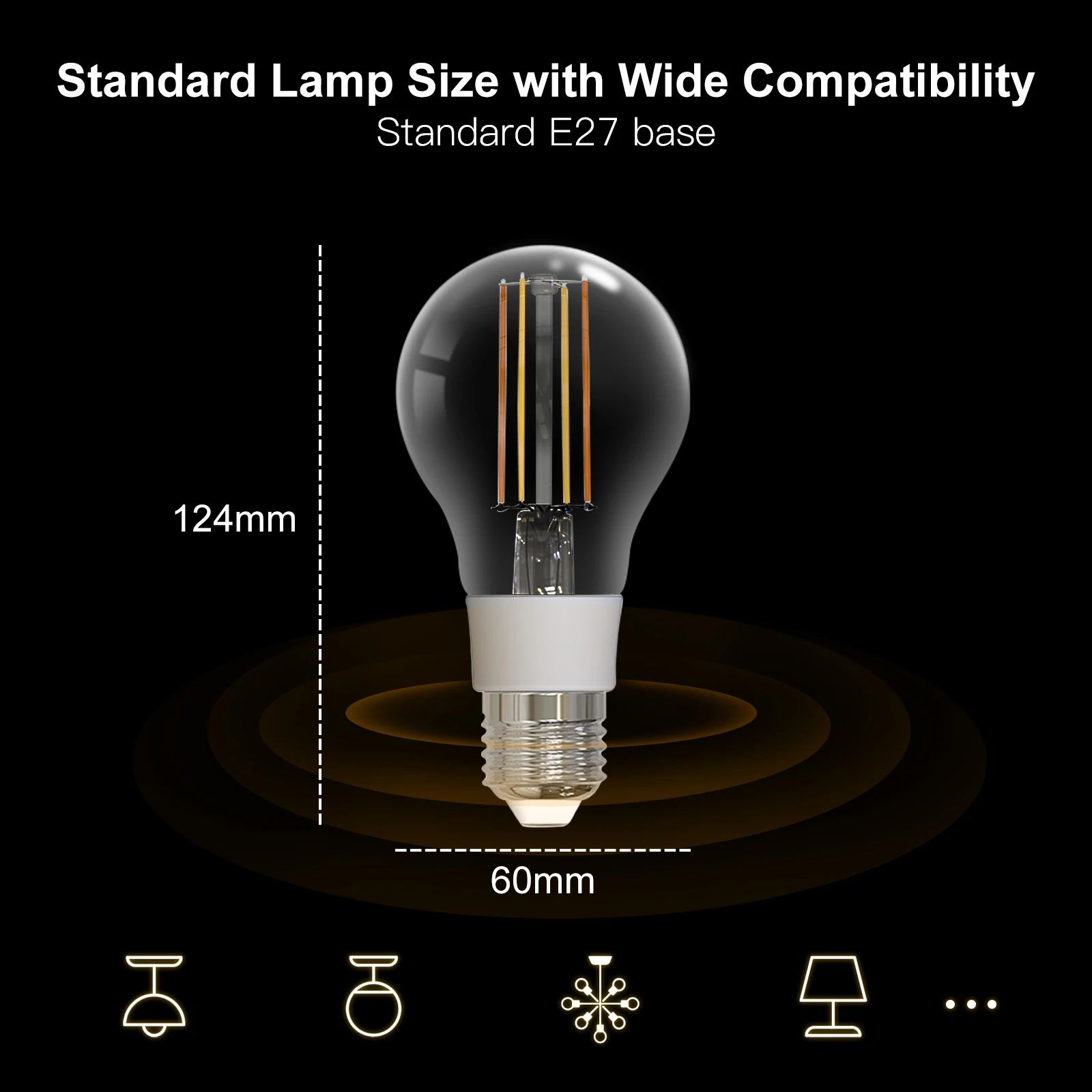 Smart LED Lamp MOES WiFi Smart Filament Bulb LED Light E27 Dimmable 2700K-6500K 806Lm Tuya Alexa Google Voice Control 90-250V 7W