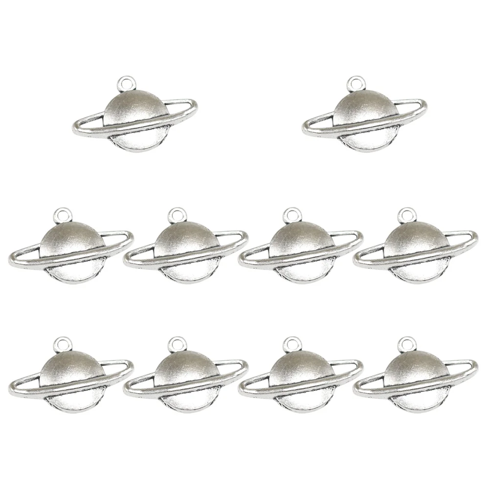 

10 PCS DIY Charm Pendant Planet Charms for Jewelry Making Pendants Ancient Silver