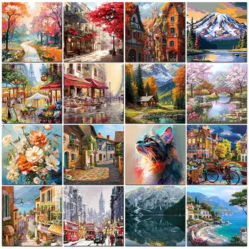 🎨🖌 City & Landscape Paint by Numbers Kit – DIY Oil Painting on Canvas 1