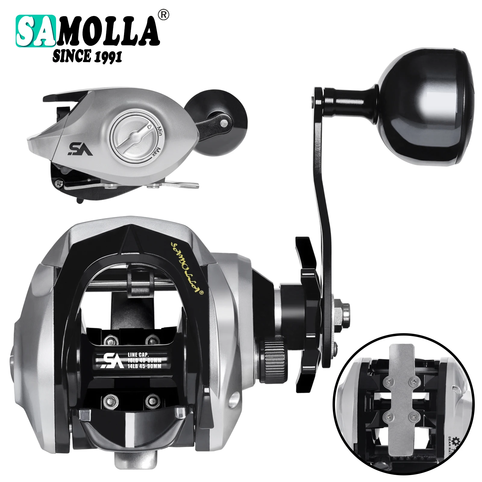 RAPPORT DE DÉMULTIPLICATION De 5,2:1 Baitcasting Moulinet De À La