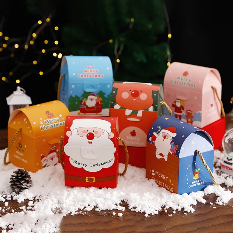 3Pcs Christmas Gift Box Candy Chocolate Biscuit Packaging Box Bags