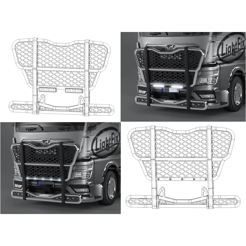 Front Bumper Light Collision Barrier Cattle Fence Lamp for Tamiya 1/14 RC Truck MAN TGX 540 56325 56329 Tractor Trailer Parts 5