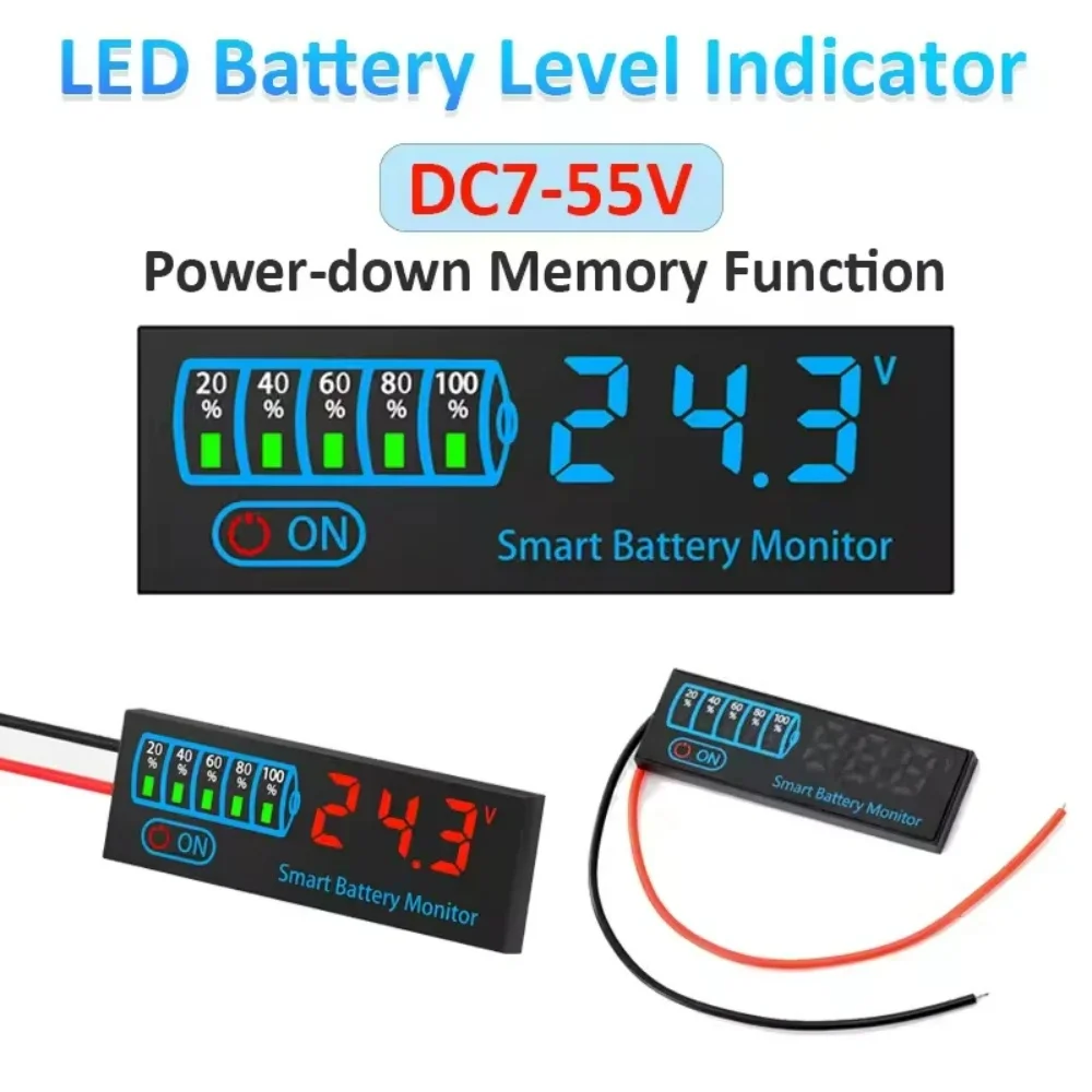 LED Lithium Battery Level Indicator 12V/24V/36V/48V Battery Charge Indicator Board Voltage Display Capacity Tester