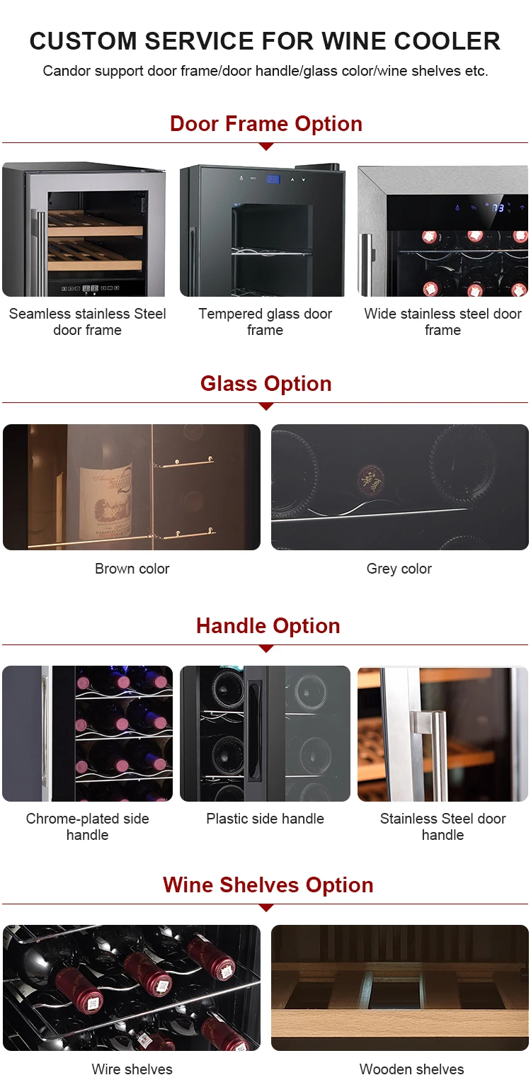 Durable Stainless Steel Door Frame Wine Cooler 18-Bottle Thermoelectric Cellar Electric Home Appliance For Outdoor Use