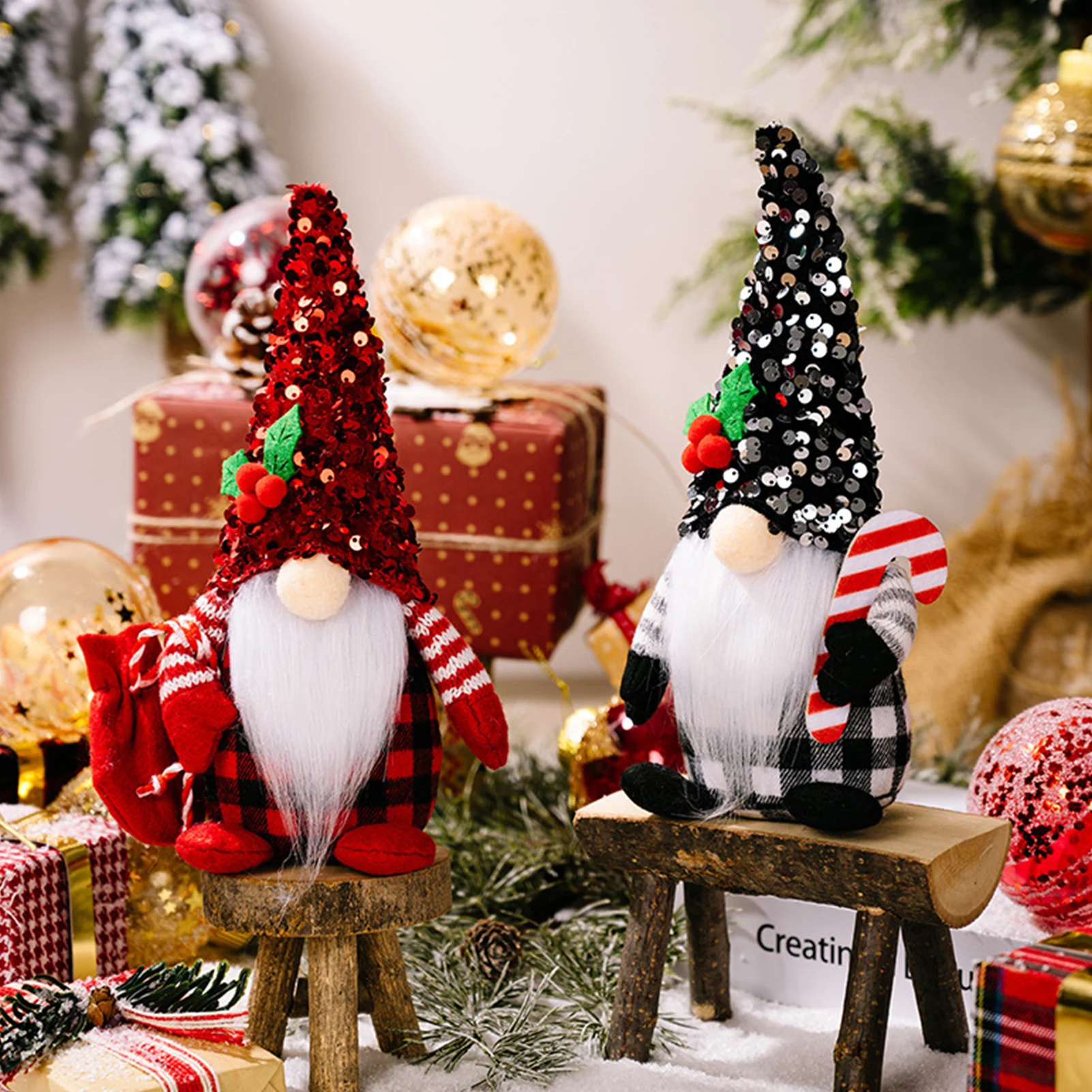 Gnome Plush Decor Christmas Elf Doll Decorations for Home Tabletop