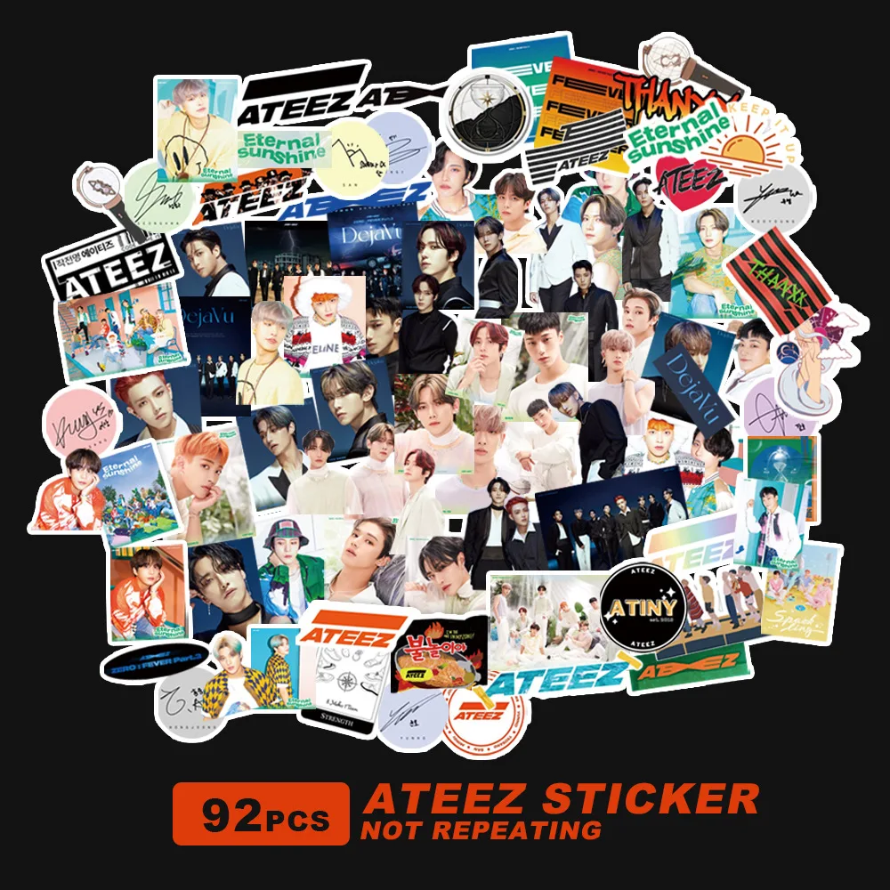 

92pcs/set Kpop ATEEZ Character Stickers Waterproof High quality HD Photo for laptop Cup Notebook Stickers