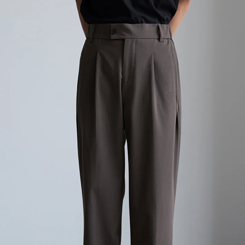 Men's Luxury Draped Baggy Suit Pants Casual Button-down Solid Color Straight Premium Elegant Dress Pants 2024 New 4