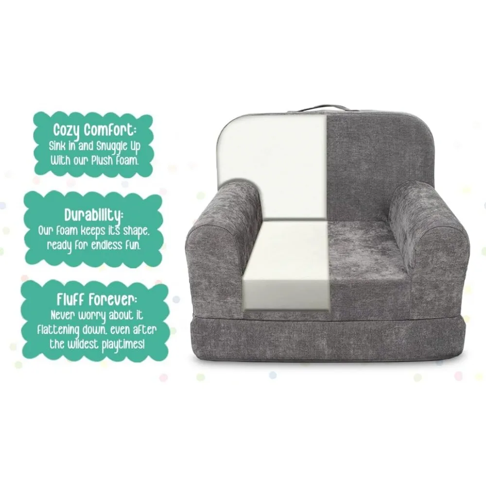Children's Sofa - 2-in-1 Convertible Fold Out Couch & Lounger, Perfect for Kids Flip Out Chair Ideal for Playroom 6