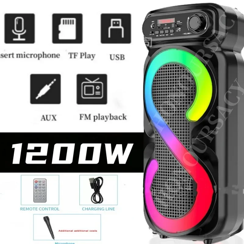 

Powerful Subwoofer Heavy Bass High Power Bluetooth Speaker Party Box RGB Portable Subwoofer Outdoor Karaoke Sound System TWS/USB