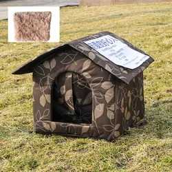 Waterproof Outdoor Cat Cave: Cozy Winter Bed & Tent - 35x35x30cm (Brown)