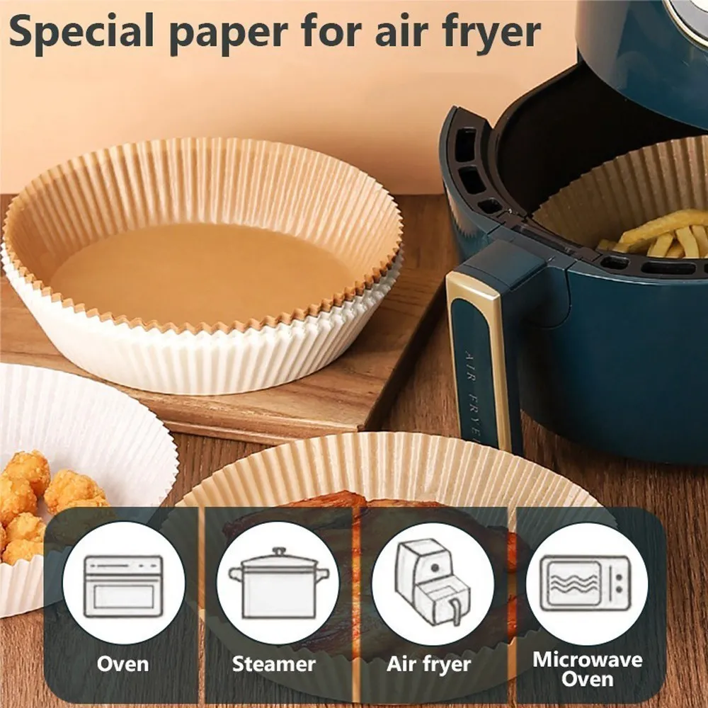 50 pièces Airfryer papier four Liner rond alimentaire Barbecue tampon huile  papier Air friteuse huile chaude-absorbant jetable cuisson Airfryer papier  - AliExpress