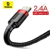 Baseus USB كابل ل iPhone14 13 12 11 برو ماكس Xs X 8 زائد كابل 2.4A شحن سريع كابل ل آيفون شاحن كابل USB خط البيانات