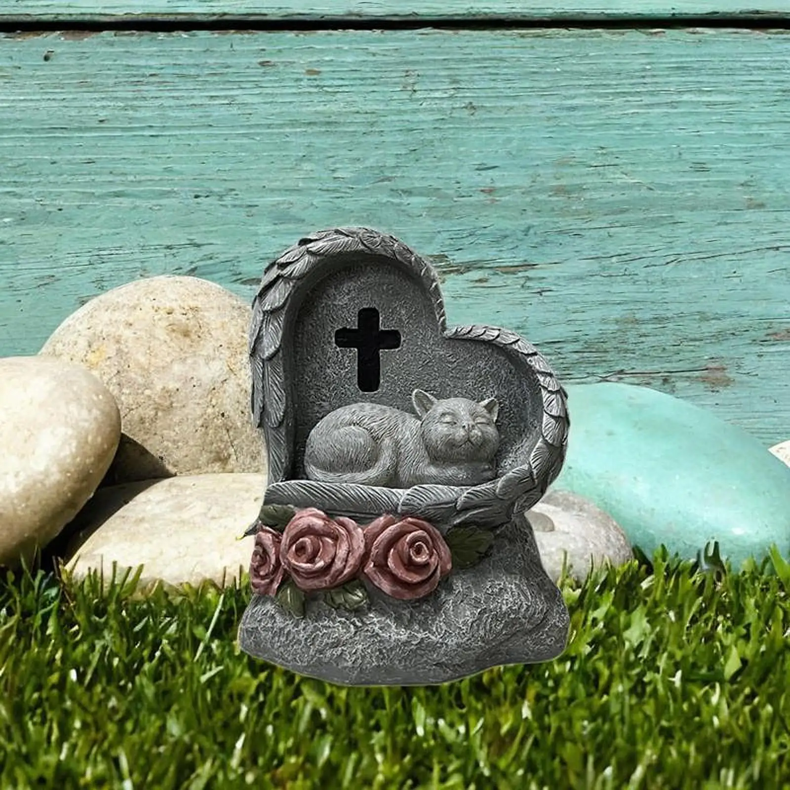 Small Animal Monumen Memorial Gifts Waterproof Sola Powered Illumination Yard Garden Decorations Compact Pet Tombstone Statue